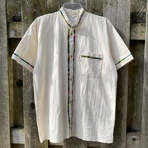 Mexican coralillo style guayabera button down shirt